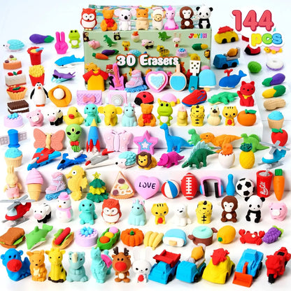Joyfy 36 Pcs 3D Erasers Food Animals Erasers Bulk Fun & Cute Erasers for Pencil Desk Pets Classroom Prize Birthday Party Favors