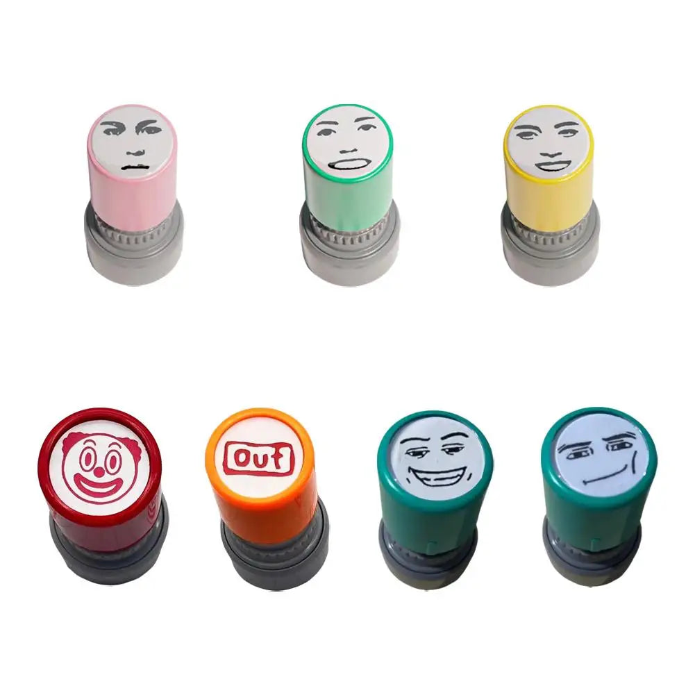 Color Random Quick-drying Inkable Fun Emotion Seal Toy Anime Characters Pressable Novelty Gag Face Seal Funny Kid's Toy