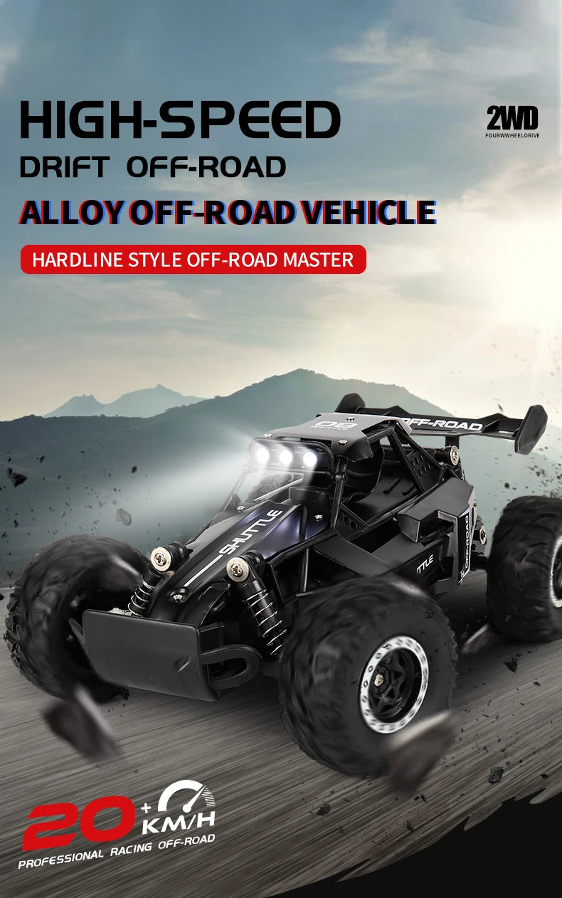 ZWN 1:16 2.4Gh Model RC Car With LED Lights 2WD Off-road Remote Control Climbing Vehicle Outdoor Cars Toys for Boys Girls Gifts