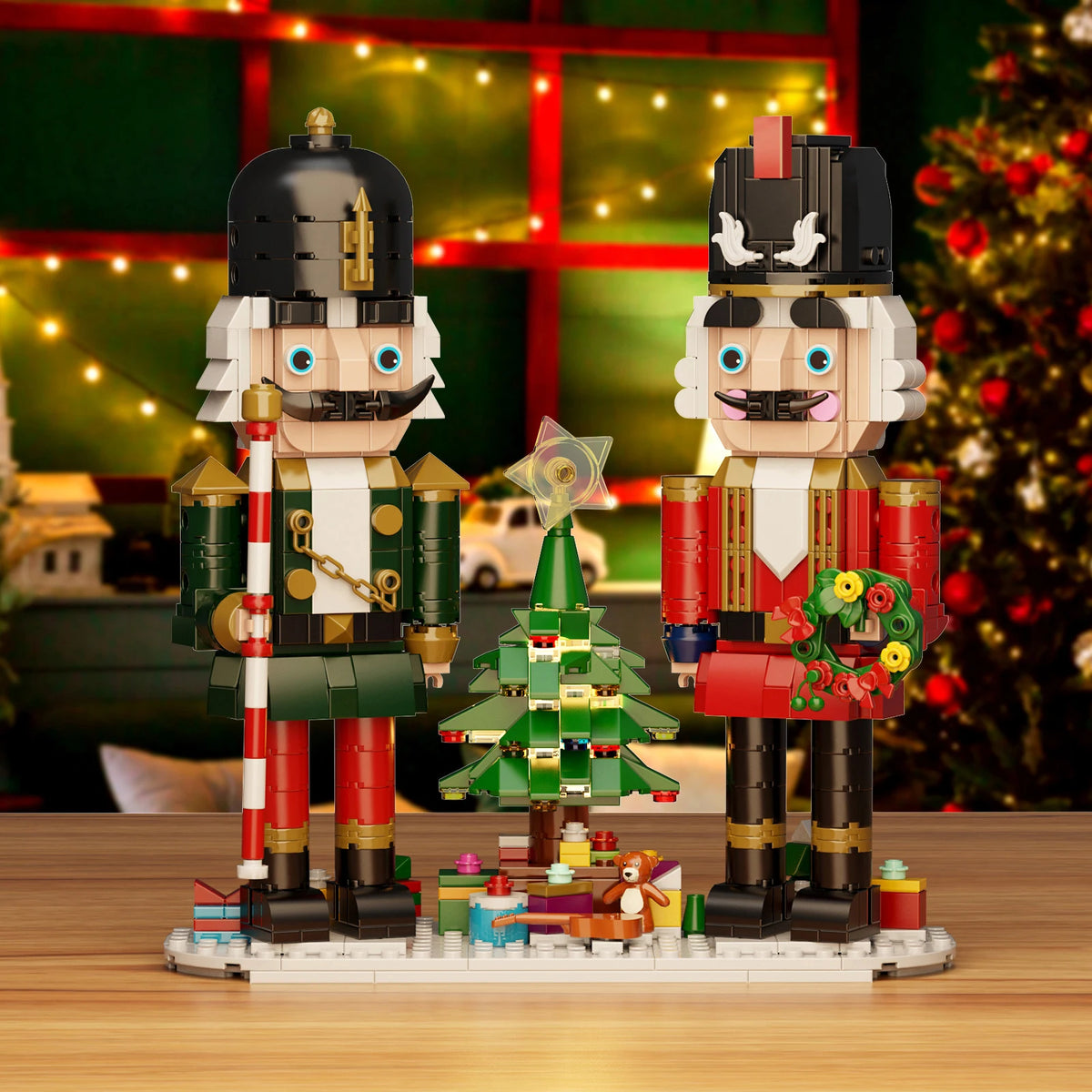 Christmas Nutcracker Building Blocks Set Contains Christmas Tree Wreath Cane Model Home Decoration Collectible Gifts for Adults