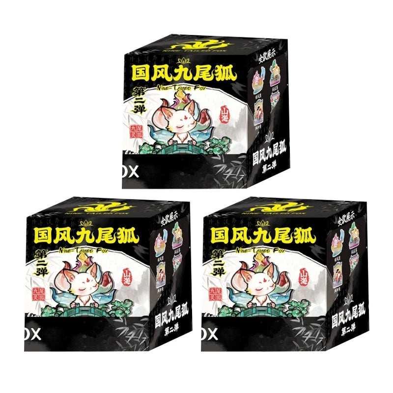 Nine-Tailed Fox Second Round Blind Box Toys Resin Material Electroplating Process Lighting Up Desktop Ornament Mystery Box Gifts
