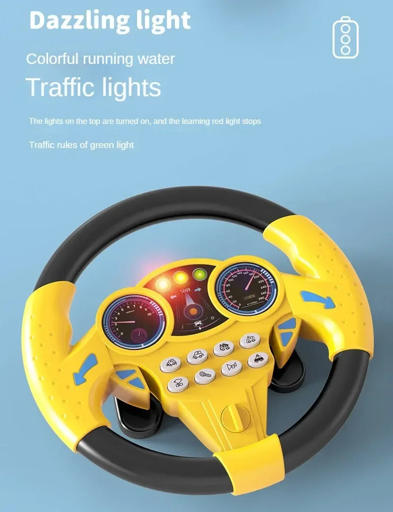 Kids Steering Wheel Toy - Backseat Pretend Play with Lights & Music - Fun Preschool Driving Simulator Gift for Toddlers