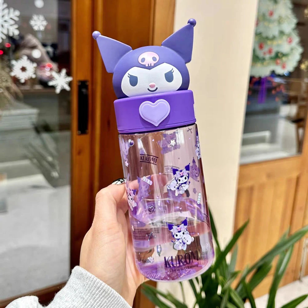 500ML Sanrio Hello Kitty Kuromi Clear Mug Anime Melody Student Outdoor Camping Kawaii Water Reservoir Water Mugs Friend Gifts