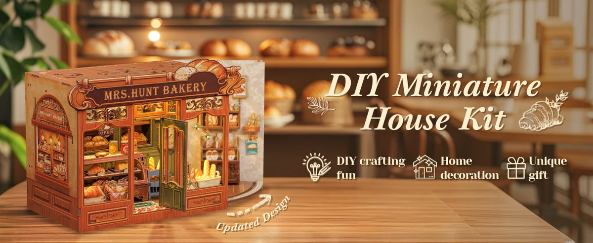 Original CUTEBEE 216pcs Mrs.Hunt Bakery Book Nook Kit DIY Miniature House Bakery Dessert Shop Dollhouse Booknook for Adults Tiny House Bookshelf Decor 3D Wooden Puzzle DIY Craft Gifts for Family Friends book nook para montar
