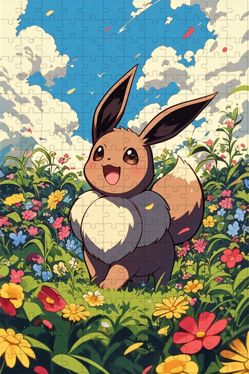 Japan Anine Pokemon Puzzles Eeveelution 108/300/500/1000 Pcs Cartoon Jigsaw Puzzles for Adults Stress Relief Toys