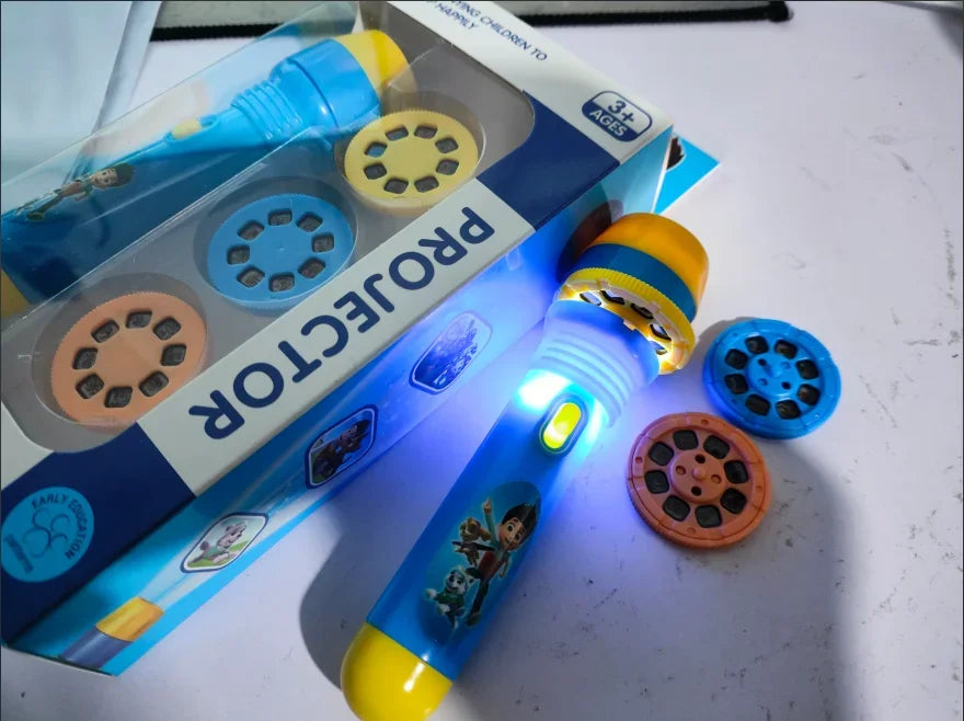 Paw Patrol Flashlight Projector Toy 3 in 1 Kids Torch Lamp Night Light Cartoon Animation Patterns Birthday Gift for Boys Girls