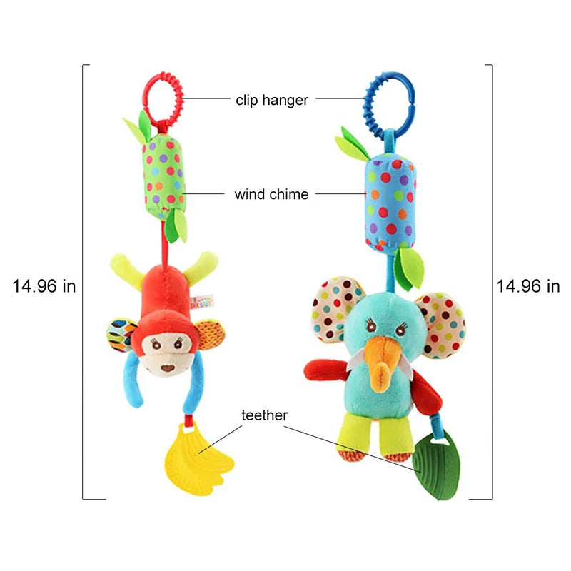 Baby Toy Plush Bed Hanging Pendant Baby Plush Cute Cartoon Animal Wind Chime Stroller Hanging Teether Stroller For Newborn Gifts