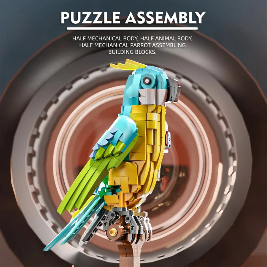 Mechanical Shark Building Set, Sea Life Crocodile Parrot Mantis Frog Manta Ray Building Blocks Light, Animal Toys Gift for Kid