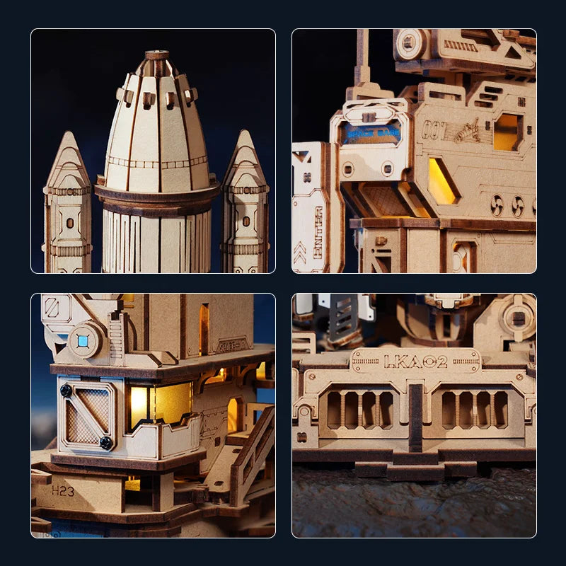 ROKR 3D Wooden Puzzle Space Shuttle Model Building Kit with Launch Simulator DIY Puzzle Toys for Home Decor Gift for Space Enthusiasts