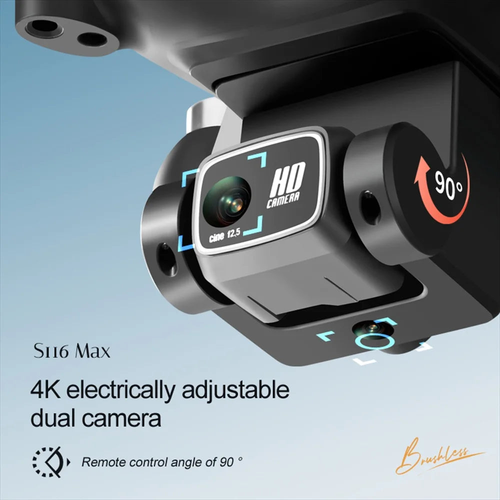 2026 Newest S116 MAX Brushless RC Drone with Dual Camera, WiFi FPV, Optical Flow Positioning, 360 Obstacle Avoidance, One Key Takeoff Landing, Altitude Hold, Foldable, Carry Bag Included, Long Flight Time, Gift for Adults