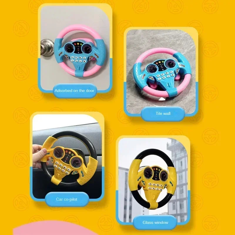 Kids Steering Wheel Toy - Backseat Pretend Play with Lights & Music - Fun Preschool Driving Simulator Gift for Toddlers