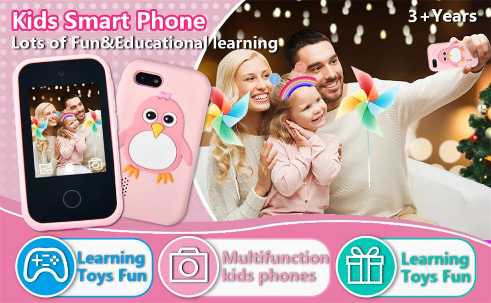 Kids Smart Phone Camera Toy Phone 40+ Games Touch Screen Learning Toy For 3-12 Year Old Boys Girls MP3 Player Birthday Gifts