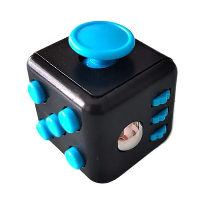Square Infinity Dice Fidget Toy with Tactile Buttons Multifunctional 6-Side Decompression Cube Clicker Switch Gear Dial Joystick