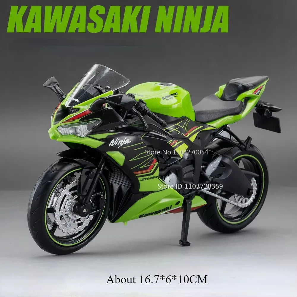 1:12 Sportster Model Toy Motorcycles Alloy Diecast Nijia ZX-6R Motorbikes Sound Light Shock Absorption Rubber Tires Kids Gift