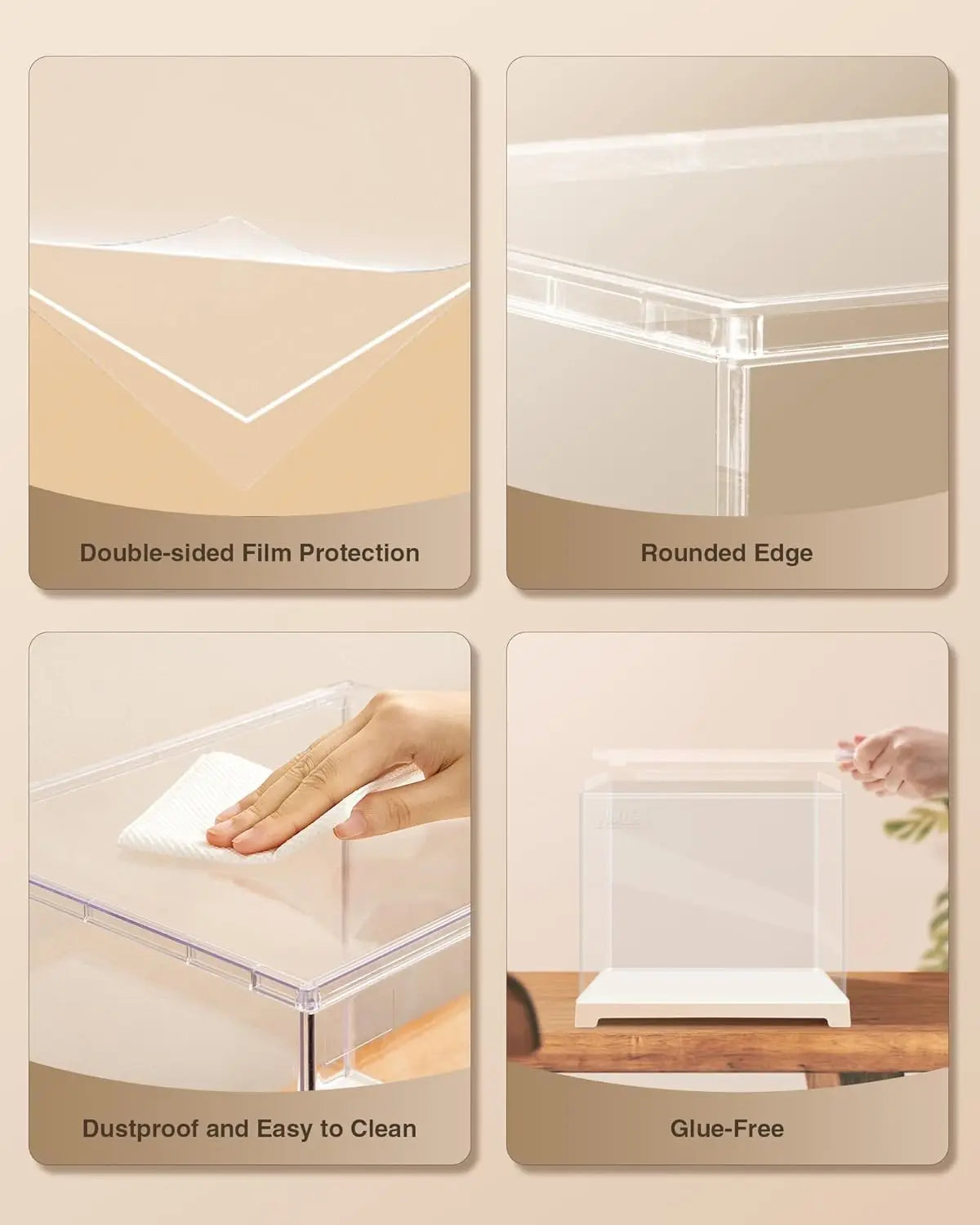 Rolife 3D Puzzle Toy Parts and Accessories - Clear Acrylic Display Box for Hobby Collectible Dust Cover Display Case for Miniature House Stackable Storage Plastic Box