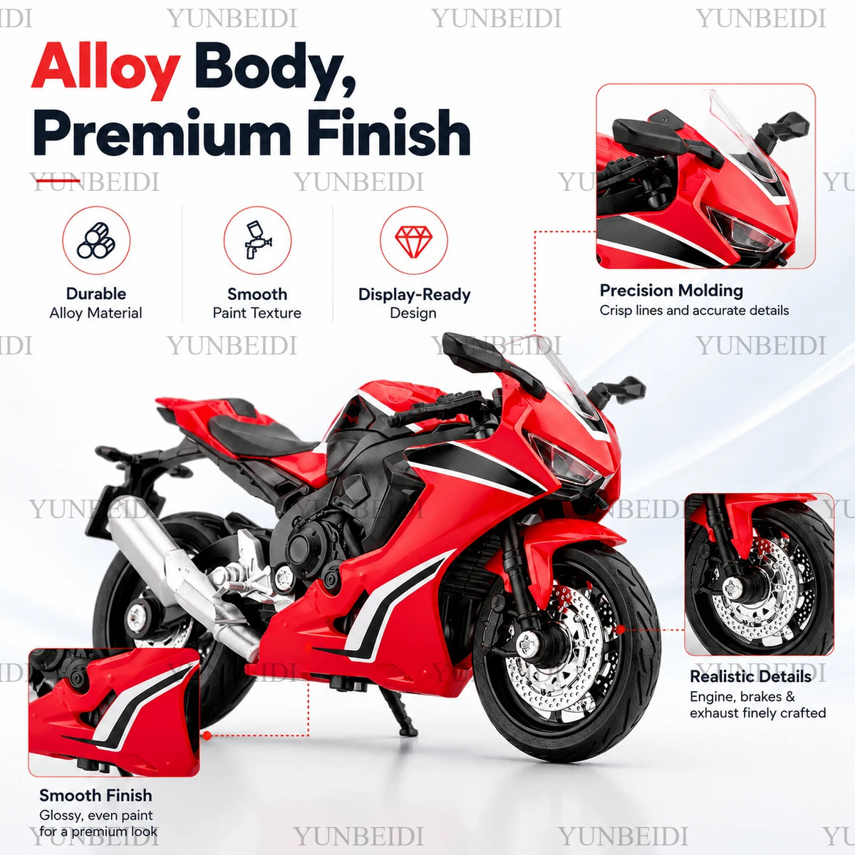 1:18 Scale Mini R1 GSX1000R CBR1000RR, Motorcycle Toy Model Cast Alloy, Vehicle Series, Shock Absorption Design, Children's Gift