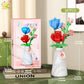 HUIQIBAO MOC Eternal Flower Bouquet with pot Micro Building Block Sunflower Rose Mini Model Brick Toy home Desk Decoration