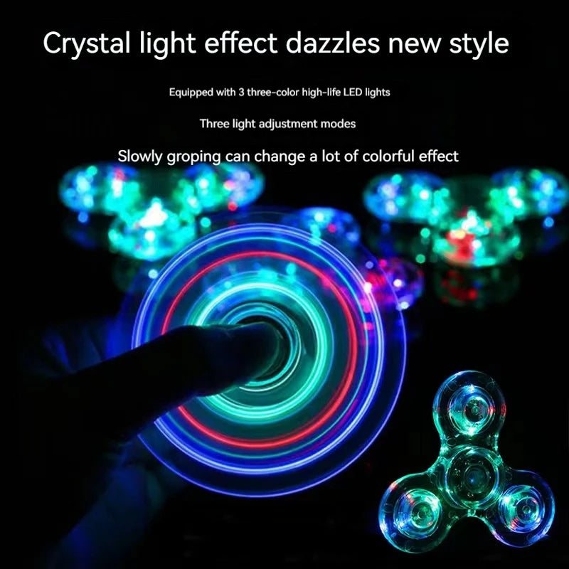 Fidget Spinner LED Light Luminous Hand Top Spinners Toy Glow in Dark Light EDC Figet Spiner Finger Stress Relief Toy for Kids