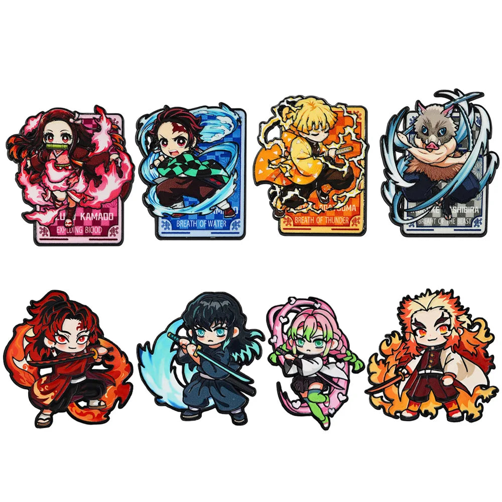 4/8Pcs Anime Demon Slayer Enamel Brooch Pins Kimetsu No Yaiba Character Tanjirou Nezuko Rengoku Metal Lapel Badge Cosplay Gift