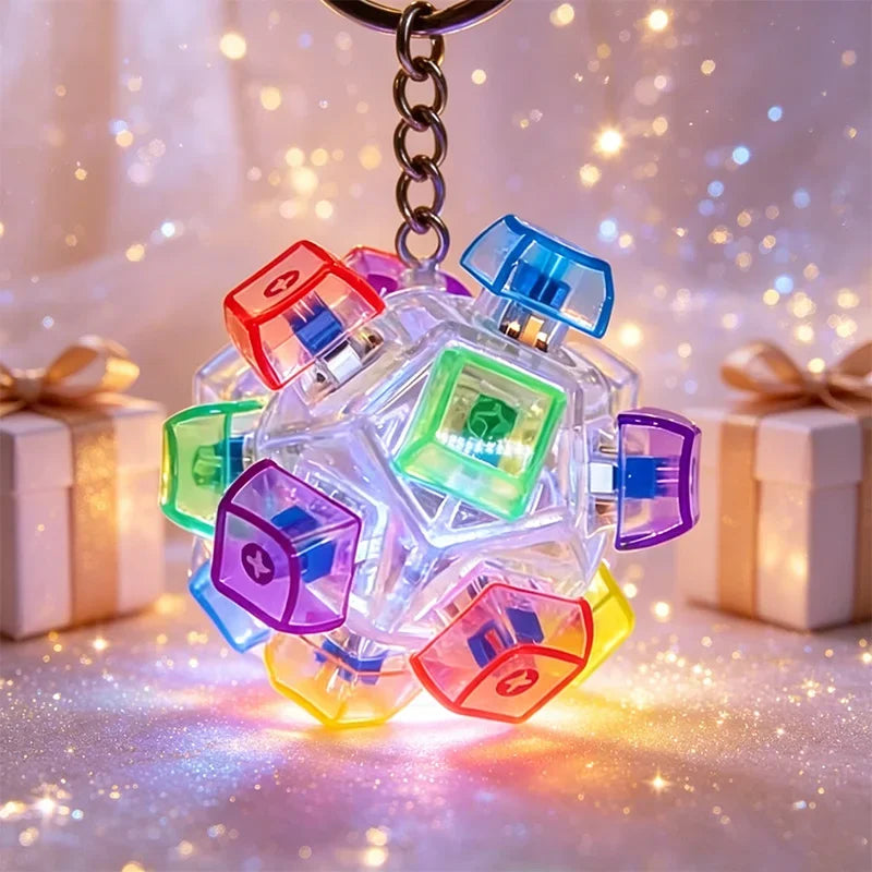 Luminous Keyboard Keychain, Pressable LED Button Fidget Toy,Office Desk Decor, Great Birthday Gift,Squeeze Relief Stress Anytime