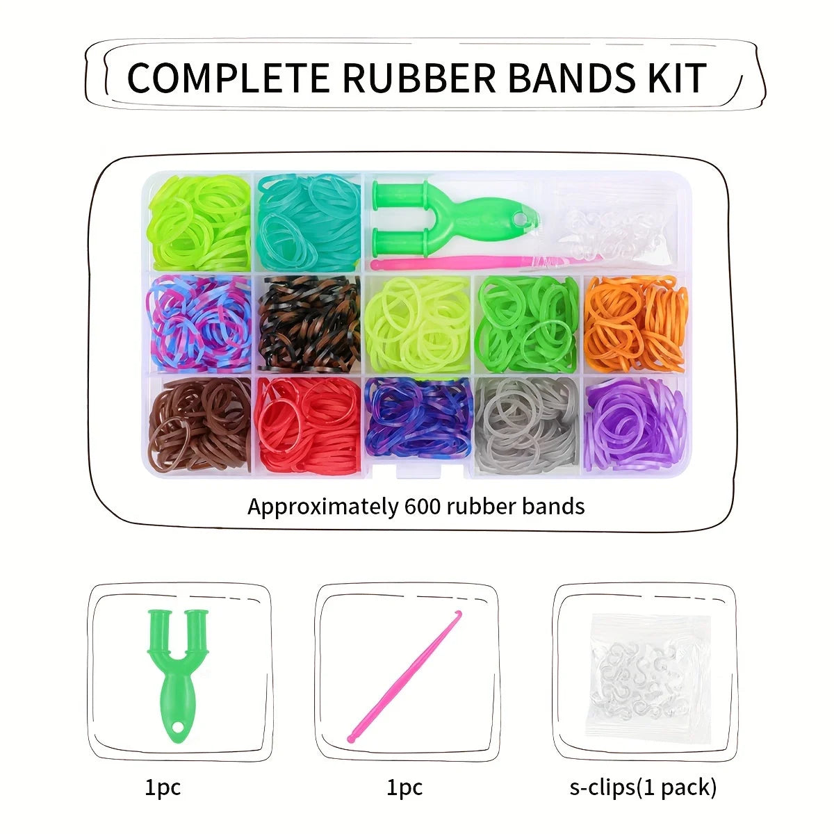 12 Grid/24 Grid/40 Rubber Bands Bracelet Kit Rubber Band Filling Loom Kit Weaving DIY Craft Gift Loom Kit Toys for Girls