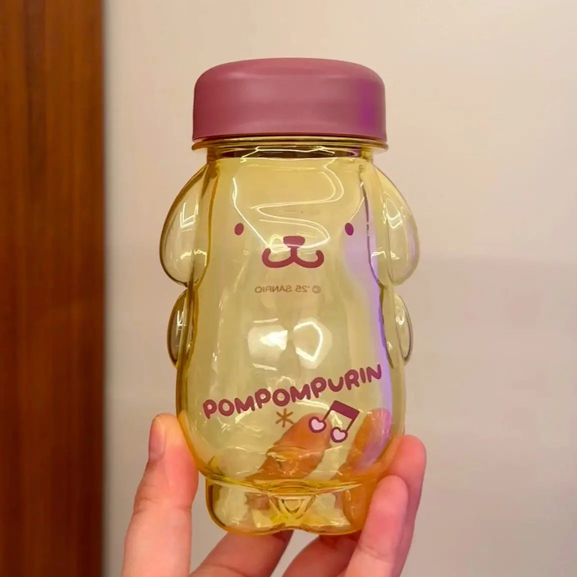 Pompompurin Portable Cold Water Bottle Cute Cartoon Yellow Puppy 320ml Polycarbonate Polypropylene For Outdoor Daily Home Office