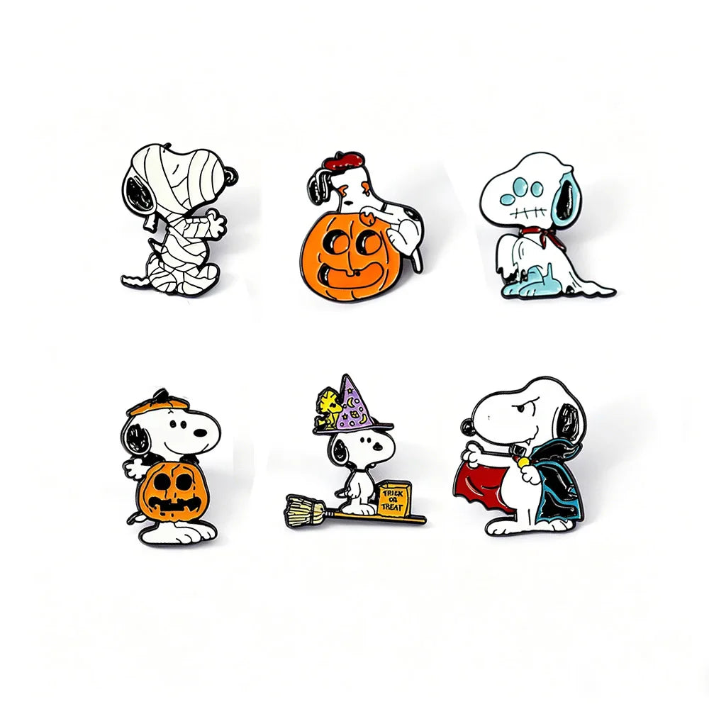 6Pcs Cute Puppy Christmas Enamel Pins Santa Tree White Dog Animal Brooch Puppy Lapel Badge For Backpack Hat Xmas Holiday Gift