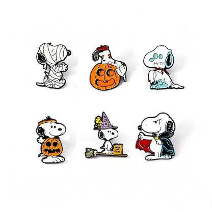 6Pcs Cute Puppy Christmas Enamel Pins Santa Tree White Dog Animal Brooch Puppy Lapel Badge For Backpack Hat Xmas Holiday Gift