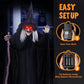 72" Animatronics Witch Outdoor Halloween Decorations with Cane Life Size Animated Ghost Haunted House Prop Décor with Creepy Sound and Light-up Eyes, Party Supplies