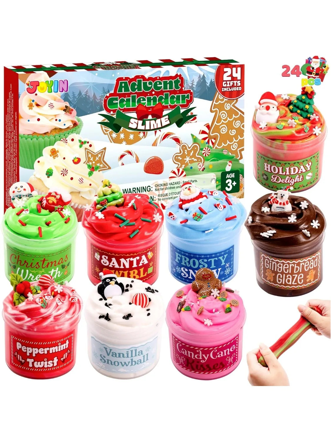 2026 Slime Christmas Advent Calendar 24 Days Christmas Countdown Calendar Kit with Xmas Dessert Theme Accessories, Xmas Party Favors Supplies, Kids Fun Gifts for Boys Girls