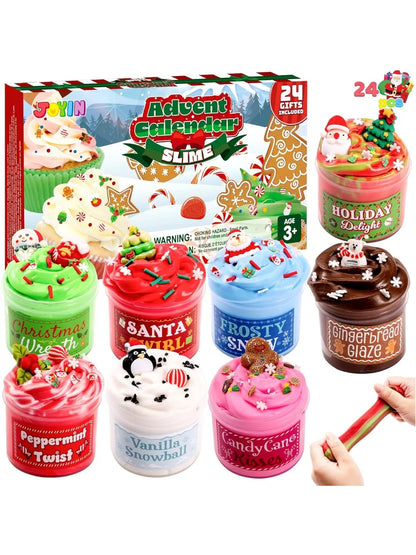 2026 Slime Christmas Advent Calendar 24 Days Christmas Countdown Calendar Kit with Xmas Dessert Theme Accessories, Xmas Party Favors Supplies, Kids Fun Gifts for Boys Girls
