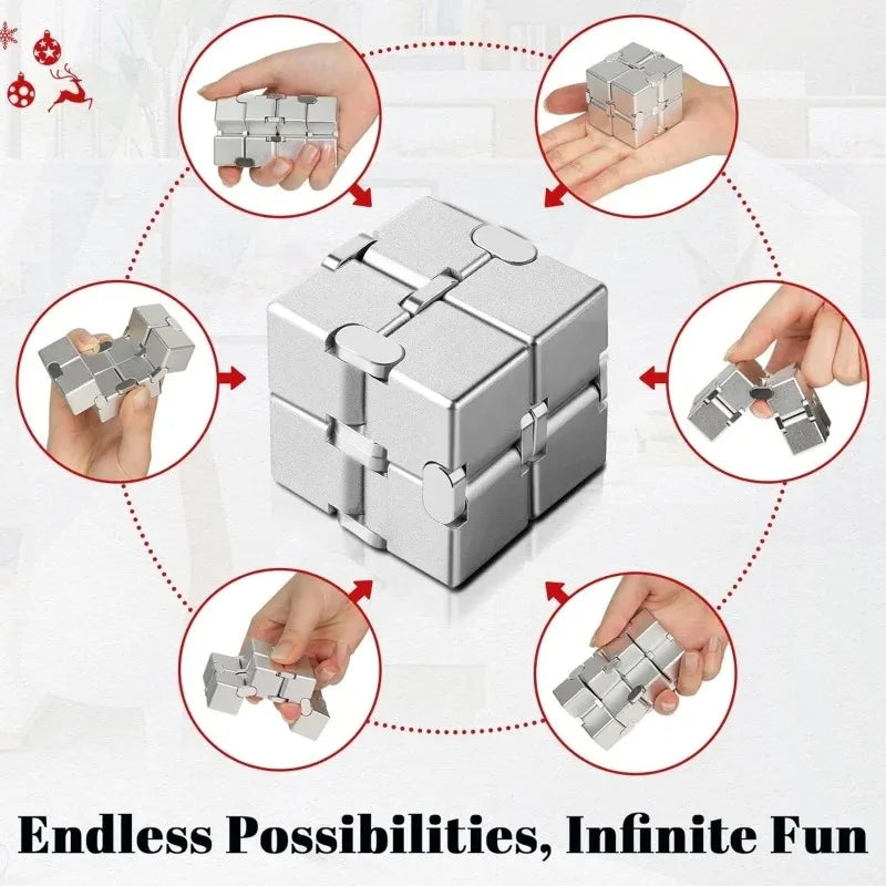 /Metal Infinity Fidget Cube for Stress and Anxiety Relief/ADHD, Fidget Finger Toys Durable Sensory Gift for Adults Teens