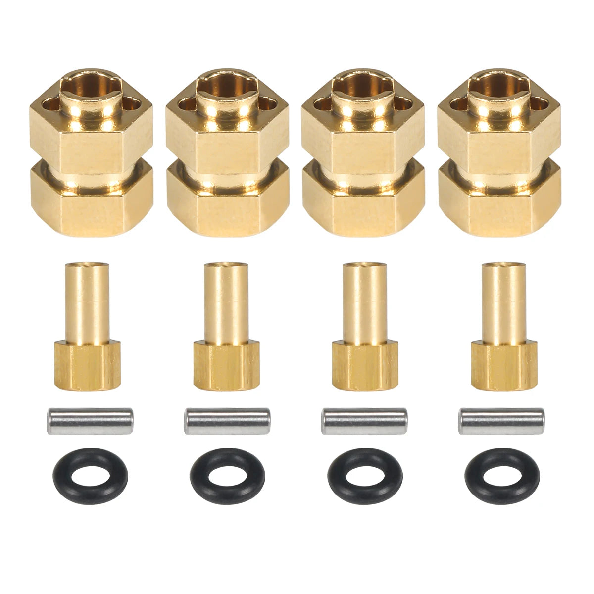 1Set Brass Hub Extenders 7mm Hex 1.0 Wheel Rims Adapter with Nuts for 1/24 RC Crawler SCX24 C10 Gladiator Bronco AX24 Upgrade