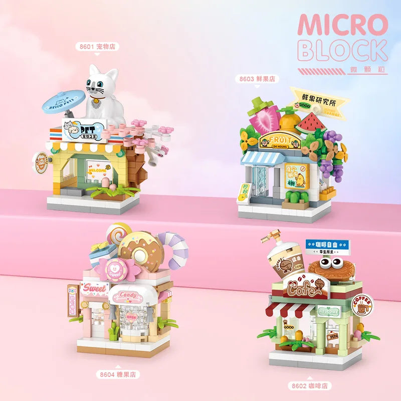 Food Shop Street Series - Mini City Shop House Model Kit, Fun DIY Educational Building Toy Gift for Kids Ages 6-12