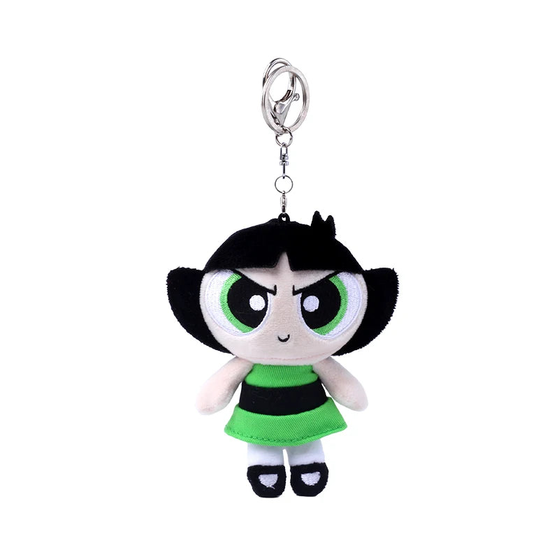 Kawaii Anime The Powerpuff Girls Blossom Bubbles Buttercup 12cm Pp Cotton Filled Plush Keychain Cartoon Pendant Doll