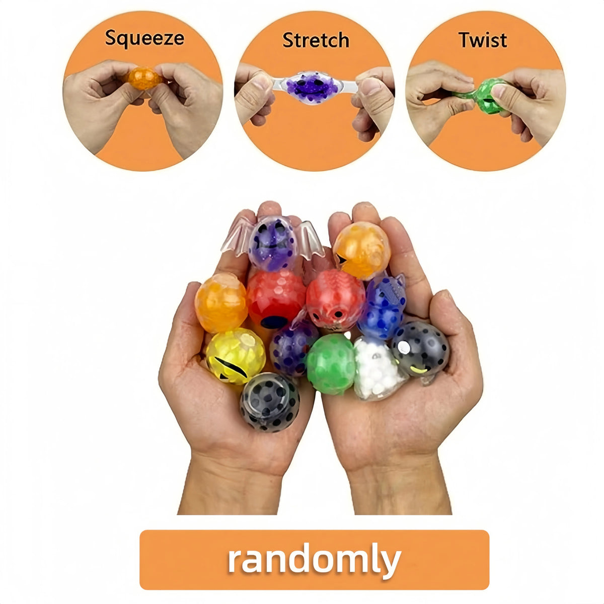 5-30Pcs Cute Halloween Squeeze Stress Relief Ball for Halloween Party Favors Birthday Gifts Bag Fillers