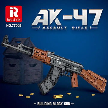 In stock Reobrix 77005 Military AK47 Building Block Gun with Shooting Function, Assembled Model, Educational Toy for Boys (Battl