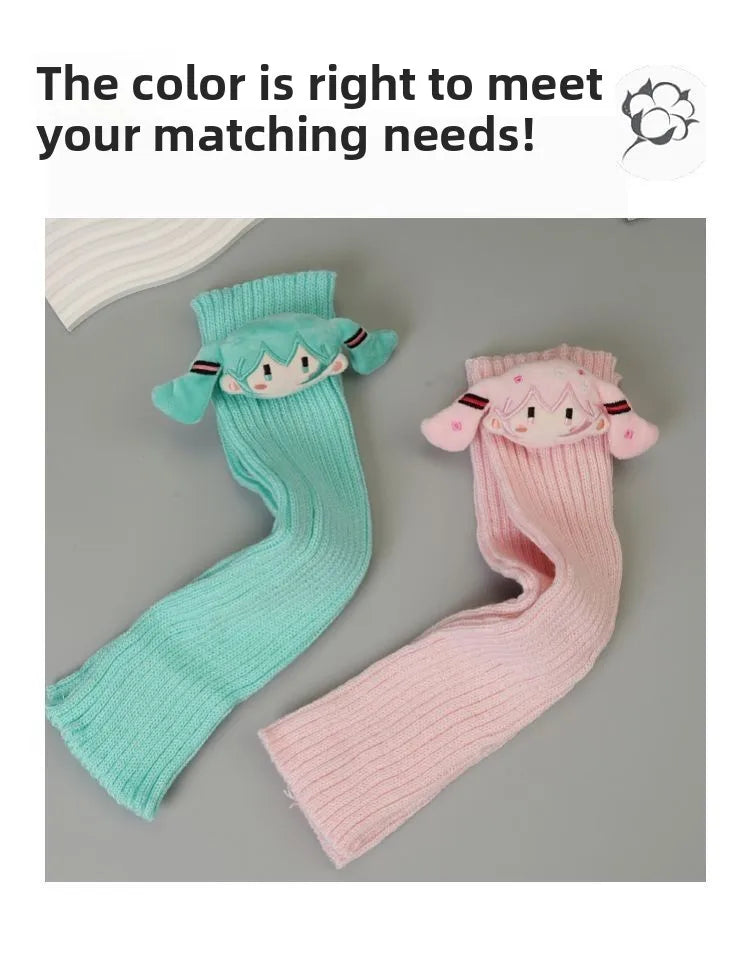 Hatsune Miku Crew Neck Socks Cute Kawaii Vocaloid Anime Printed Cotton Stockings Tube Socks Over the Knee Socks Girls Fan Gift