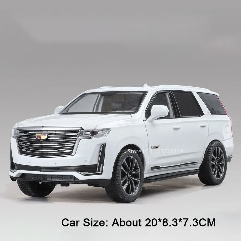 1:24 Escalade Prado Miniature Model Toy Cars Alloy Diecast Sound Light Doors Opened Pull Back Simulation Models for Boys Gifts