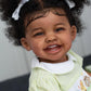 NPK 24inch Mila Dark Brown Skin Reborn Toddler Girl Doll Happy Baby Rooted Hair High Quality Collectible Art Doll