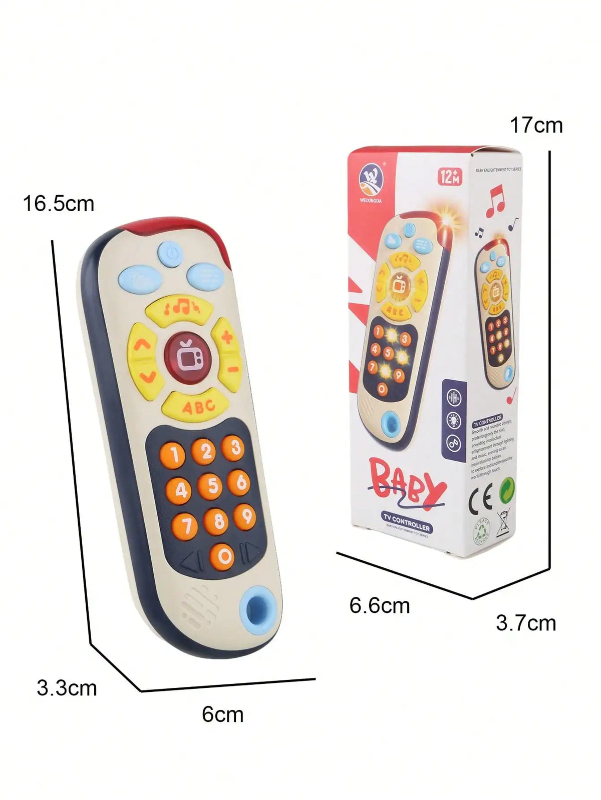 1Pcs Baby Tv Remote Control Toy with Light & Musical Sound, Multifunctional Early Educational Number Learning Pretend Play Toy