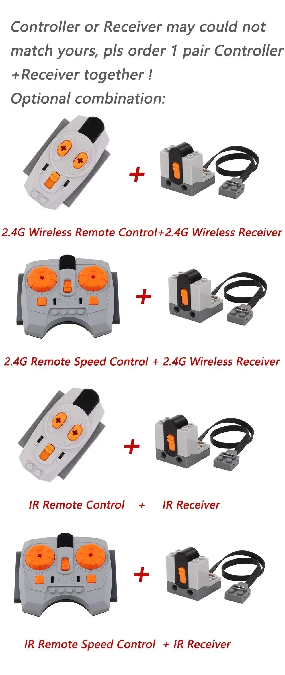 MOC Power Functions Servo Train Motor Battery Box Switch Light IR Remote Control Receiver Technical Parts Set Building Blocks