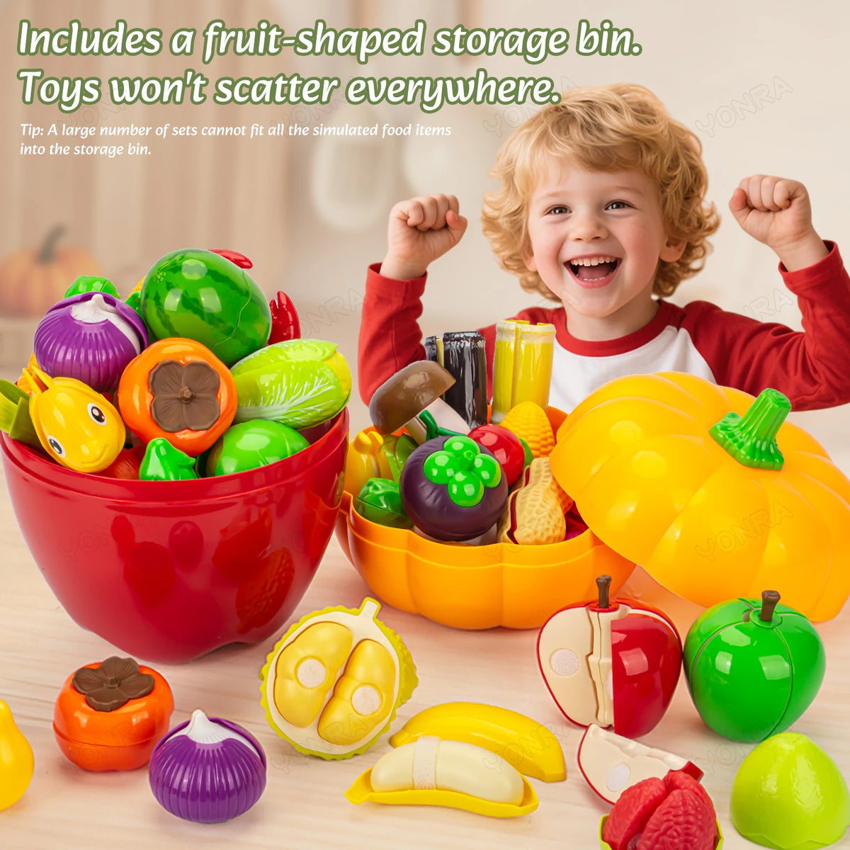Cutting Play Food Toy for Kids Kitchen Pretend Fruit &Vegetables Accessories with Shopping Storage Basket Toy for Toddler Gift