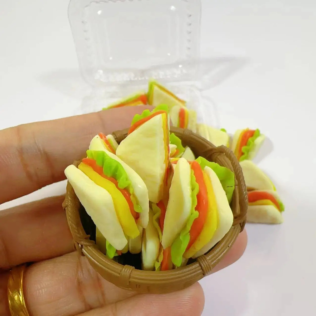 New 5PCS/SET 1/6 Handmade with Clay Breakfast Takeaway Miniature Delicious Sandwich Breakfast Set Food for Doll House Accessory