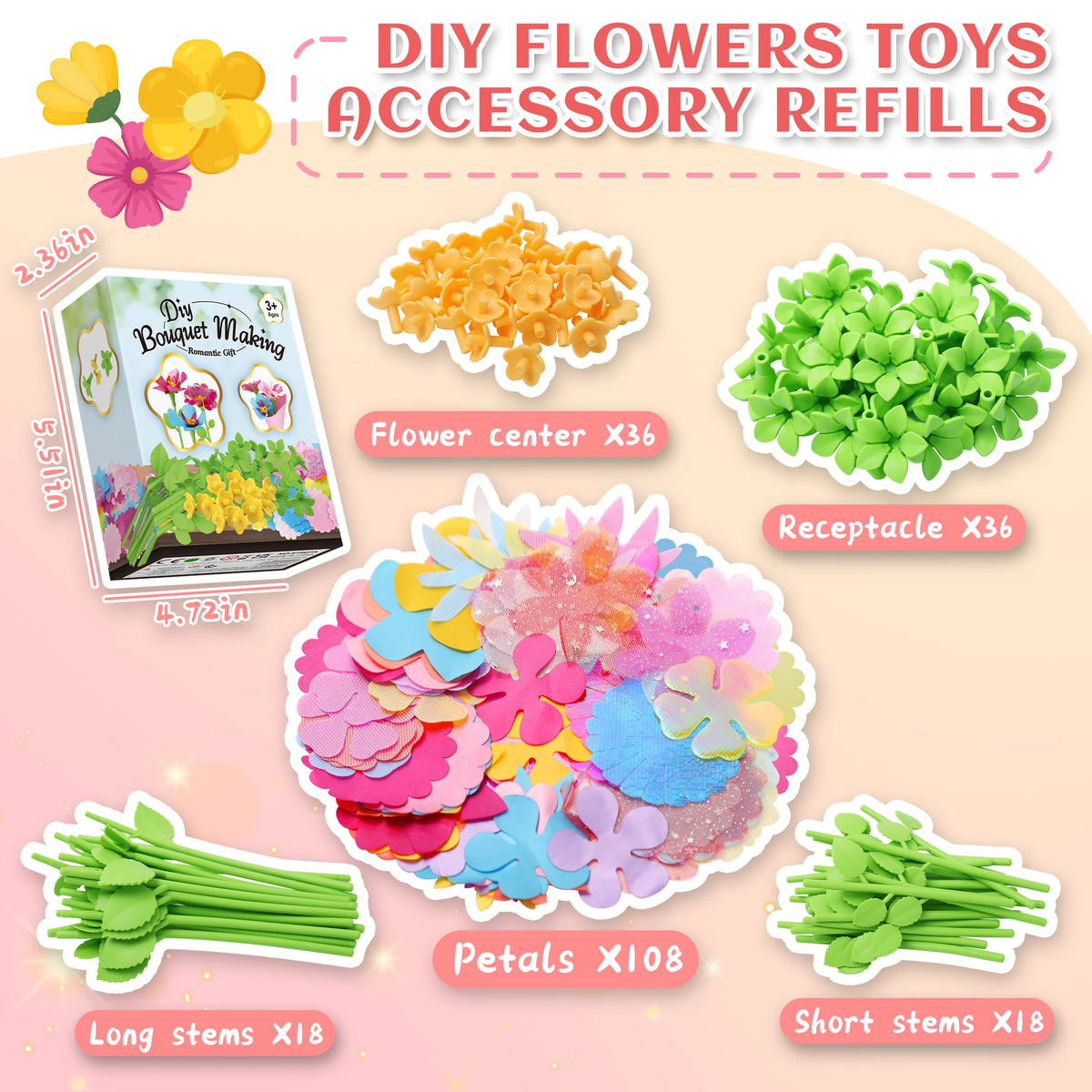 DIY Rose and Butterfly Flowers vase Fabric Flower Bouquet Craft Kit Handmade Girls Toy Birthday Gift Playset decoration