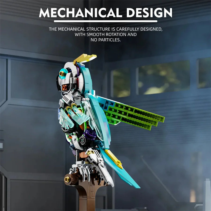 Mechanical Shark Building Set, Sea Life Crocodile Parrot Mantis Frog Manta Ray Building Blocks Light, Animal Toys Gift for Kid