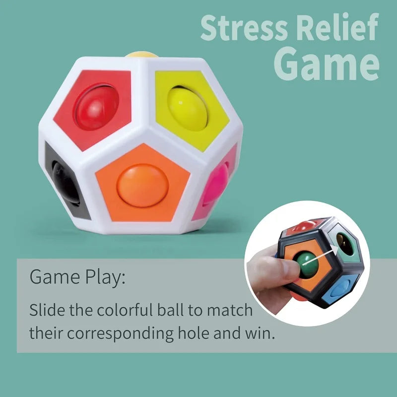 Magic Polygon Cube Rainbow Color Ball Antistress Fidget Toy Kids Puzzle Fingertip Game Speedcube Educational Toy for Children