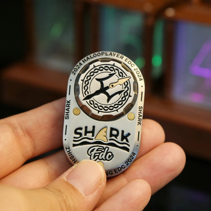 Zhi Shang Tan Bing Shark Mechanical Fidget Slider ADHD Metal EDC Fidget Toys Office Desk Toys Anxiety Stress Relief Toys