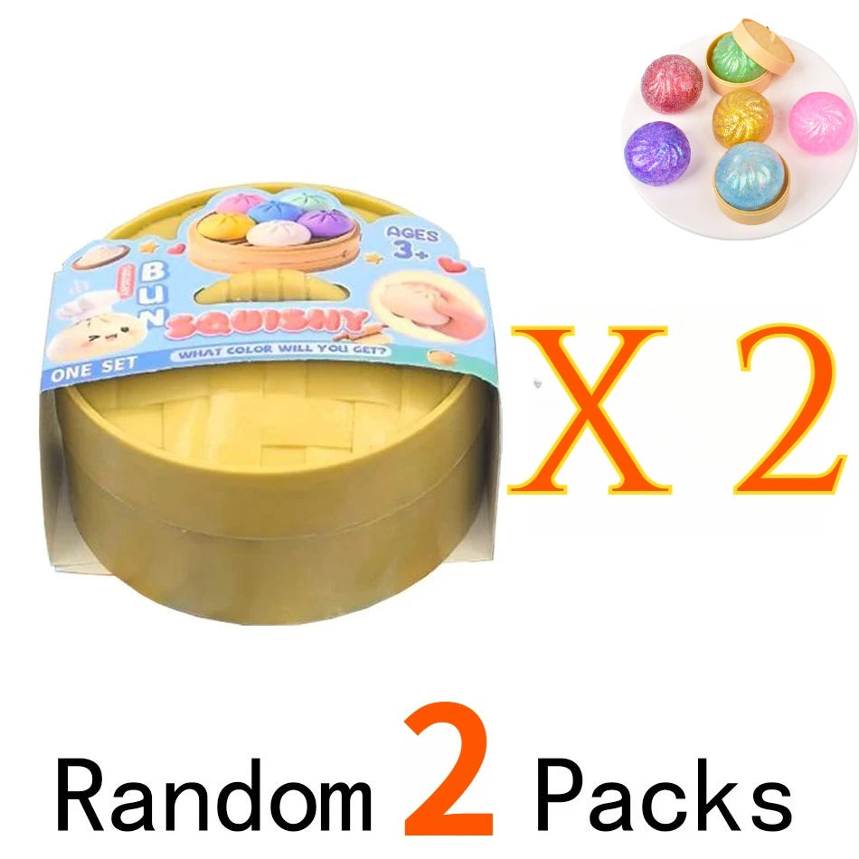 Colorful Dumpling Squishes Stress Balls Cha Siu Bao Slow Rebound Decompression Toys Feel Good Squishy Stress Relief Gifts 10cm