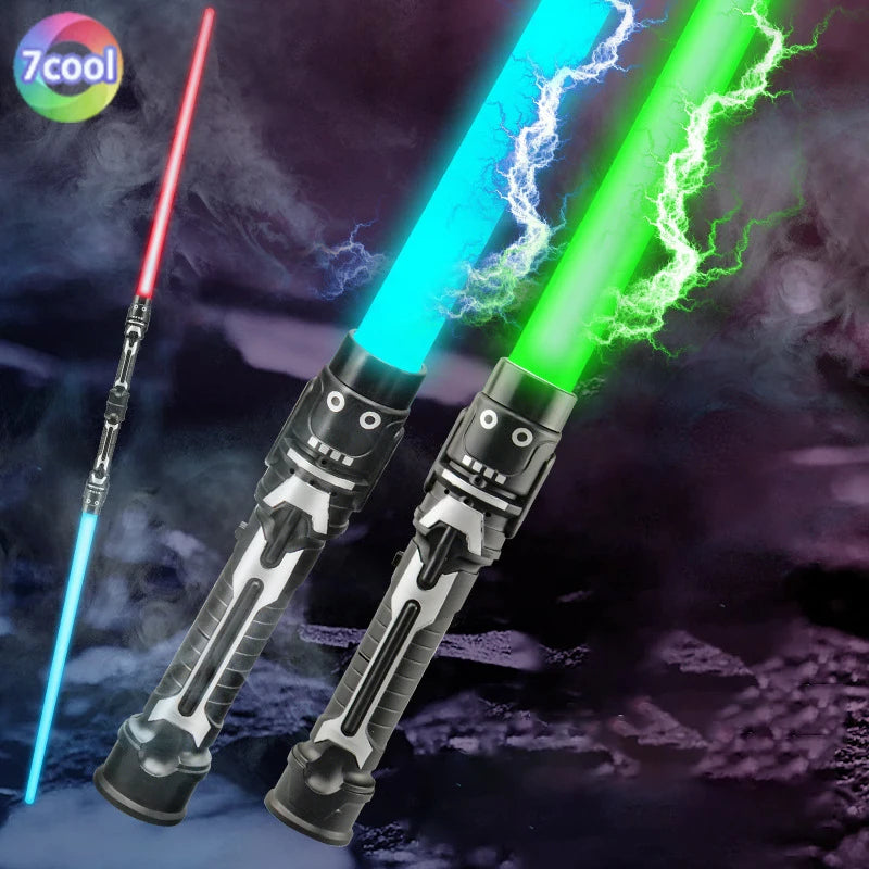 Children Colorful Glowing Sword Toys Laser Sword Lightsaber Red and Blue Double Saber Telescopic Music Cosplay Cool Flashing Toy